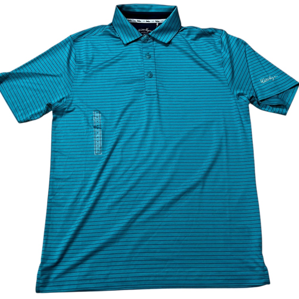 Walter Hagen men’s performance 11‎ golf polo shirt Teal black stripes size small